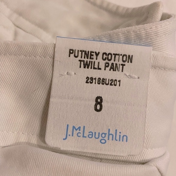 J. McLaughlin Putney Pants NWT Cotton Twill White Size 8 - Picture 6 of 10